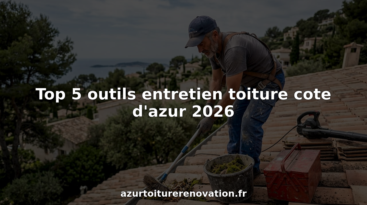 Un couvreur s’affaire à nettoyer les tuiles d’une villa sur la Côte d’Azur.