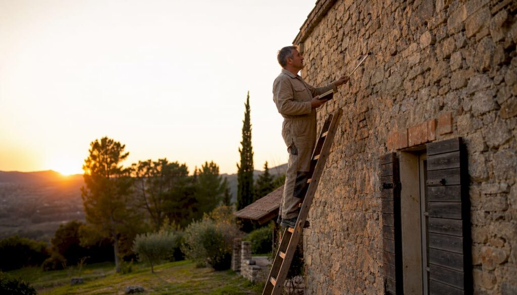 Un professionnel vérifie l’état de l’isolation d’une maison située au cœur de la Provence.
