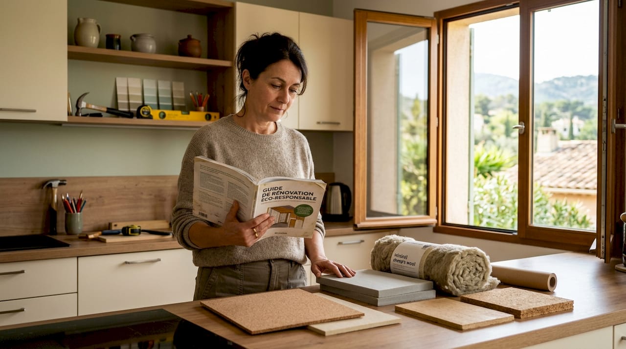 Une femme organise les travaux de rénovation énergétique de sa maison