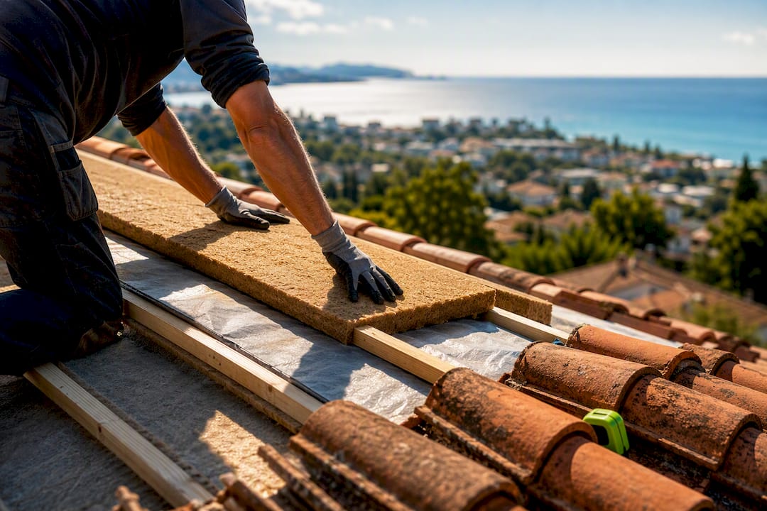 Travaux de sarking avec isolation en fibre de bois